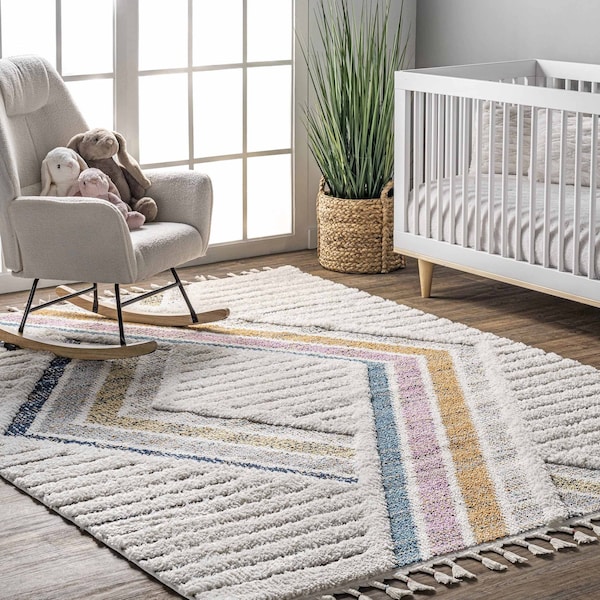 Nuloom Angela High-Low Modern Diamond Tassel Area Rug 6ft 7in x 9ft OZOT07A-6709 - main